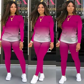 2 Pcs Women's Long Sleeve Suits Fitness Clothes Casual Sets Solid Color Outfit Streetwear X4378828