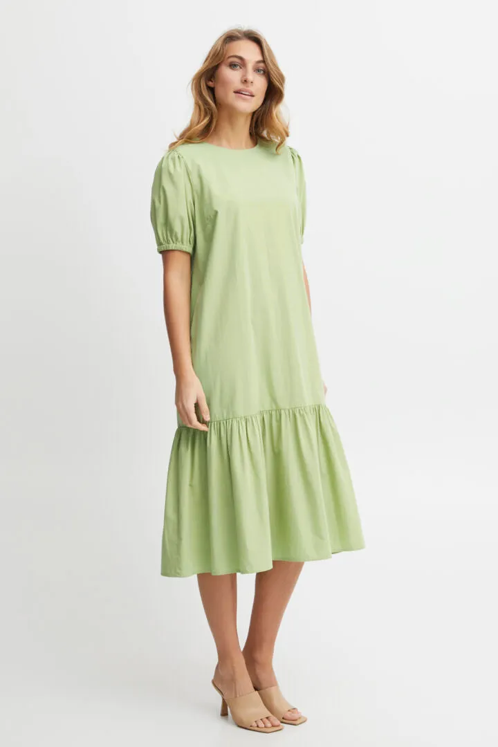 2074- Short Sleeve Midi Dress- Forest Shade Green- Fransa