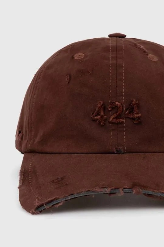 424 baseball cap Distressed Baseball Hat brown color smooth FF4SMY01CP-TE003.770