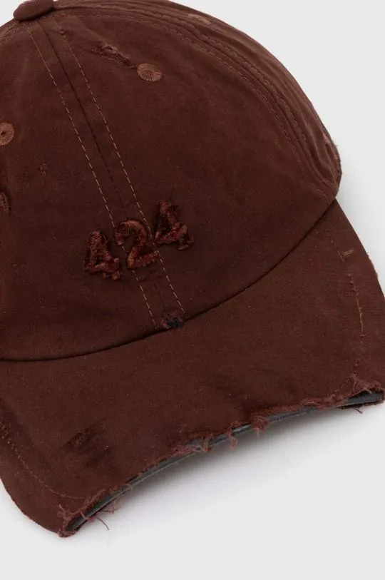 424 baseball cap Distressed Baseball Hat brown color smooth FF4SMY01CP-TE003.770