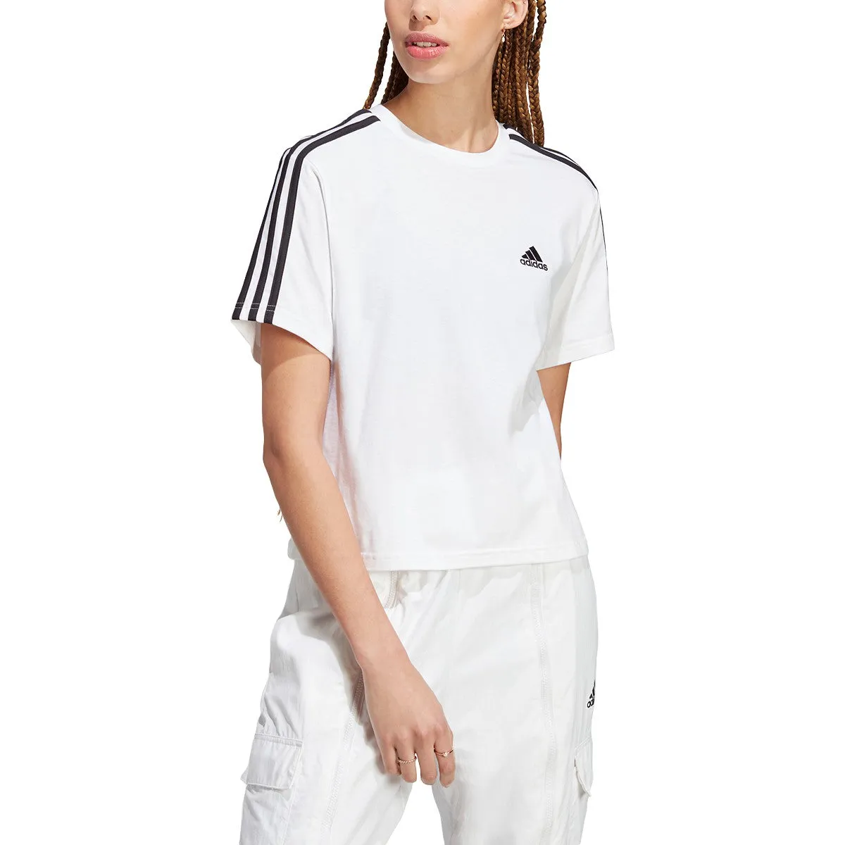 adidas Women's Essentials 3-Stripes Single Jersey Crop Top