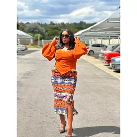 African Pencil Skirt and Corset Top Set