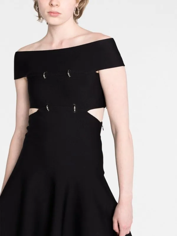 Alexander Mcqueen Cut-out off-shoulder flared mini dress