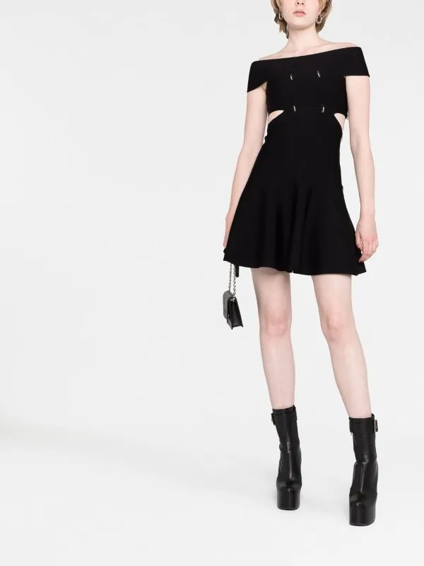 Alexander Mcqueen Cut-out off-shoulder flared mini dress