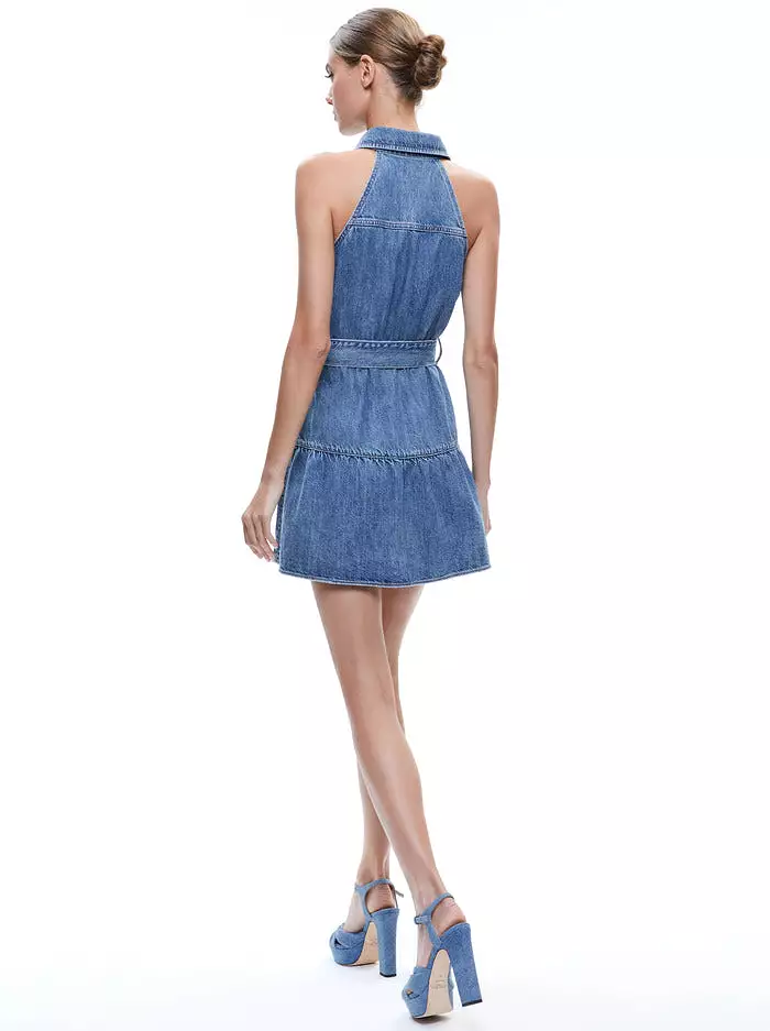 Alice + Olivia - Miranda Sleeveless Mini Dress - Albee Vintage Blue