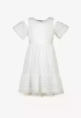 Amime Eyelet Embroidered Cold Shoulder Dress