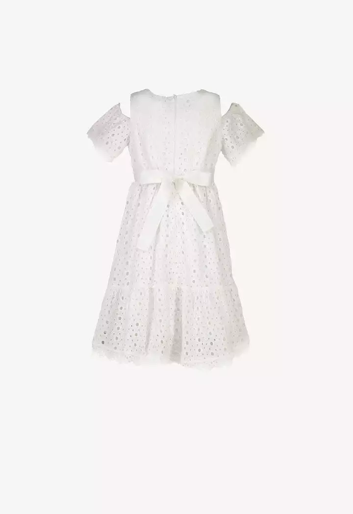 Amime Eyelet Embroidered Cold Shoulder Dress