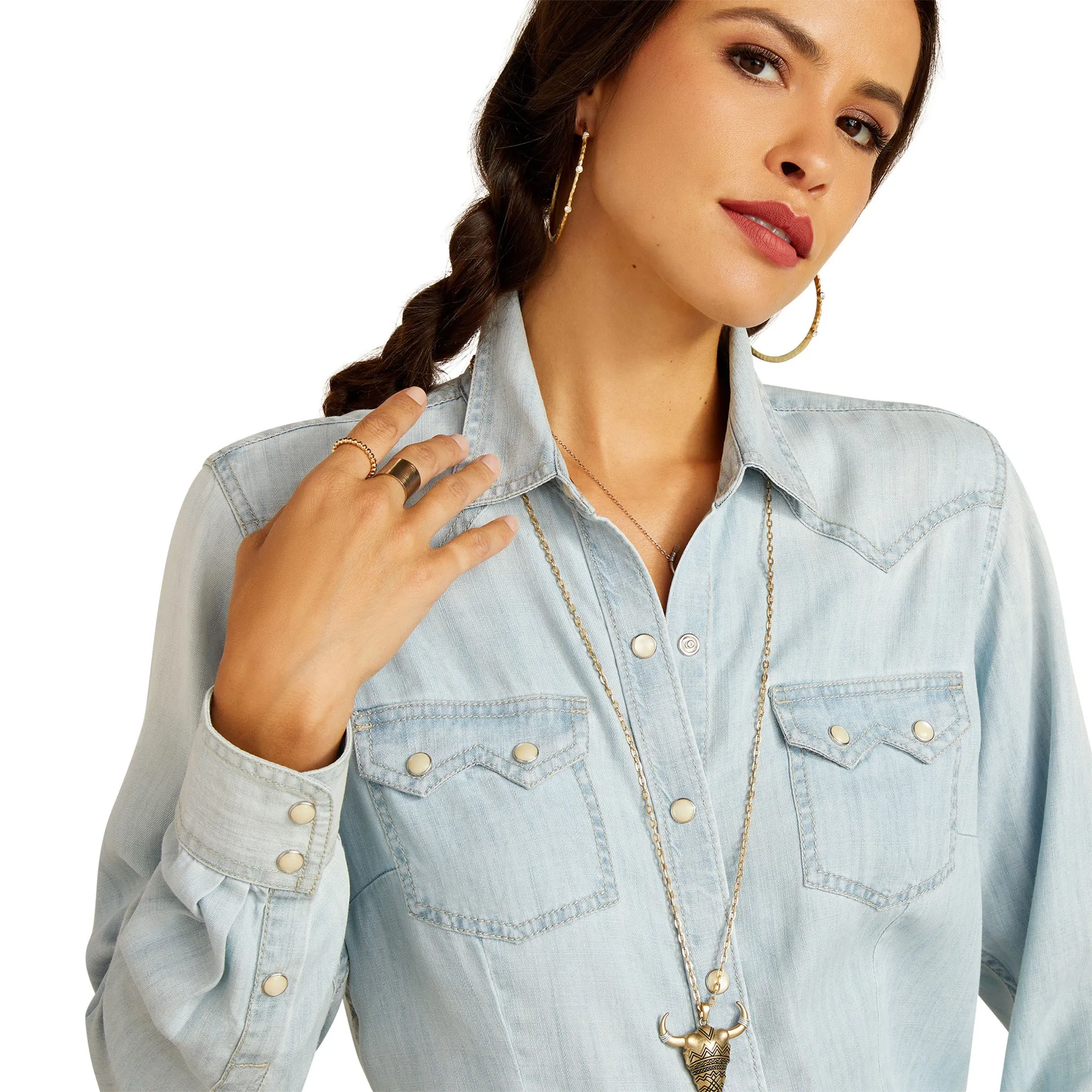 Ariat Women's Bleached Chambray Denim Long Sleeve