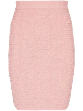 BALMAIN Glittering Pink Monogram Mini Skirt