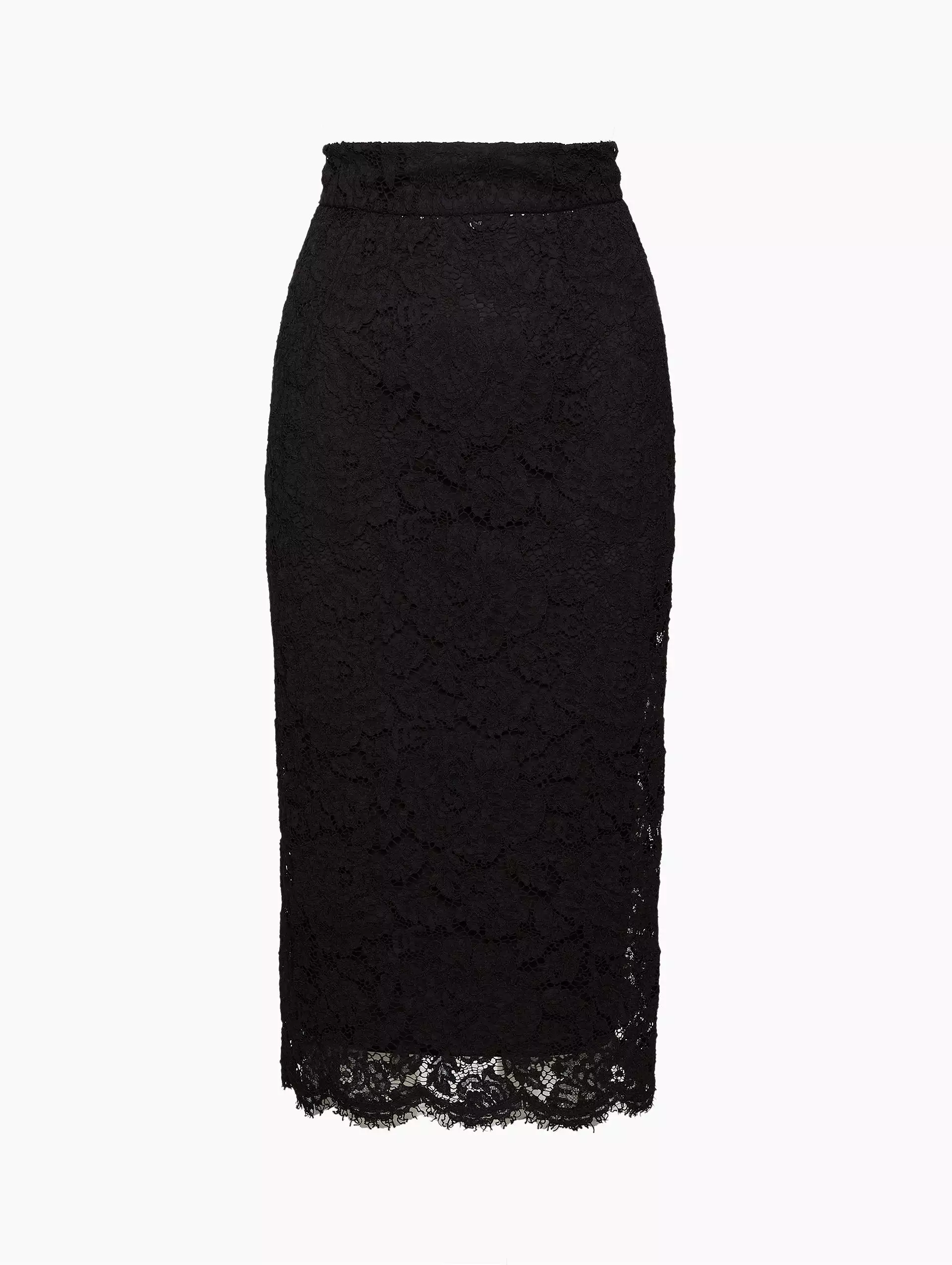 Branded Stretch Lace Midi Skirt