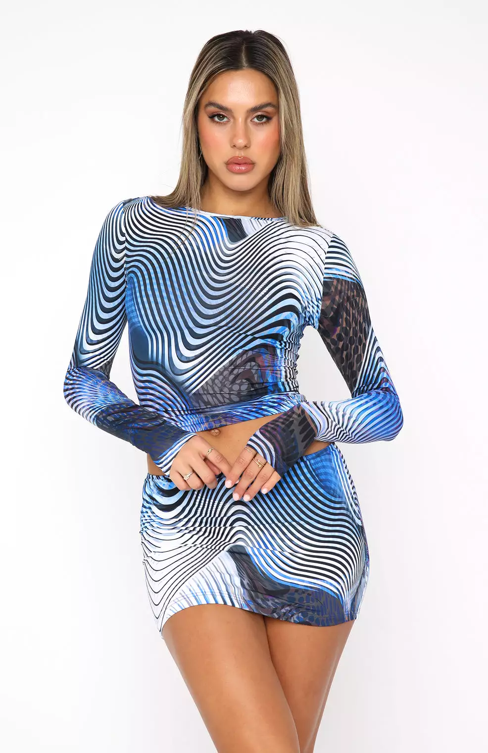 Bring Me Along Mini Skirt Blue Illusion