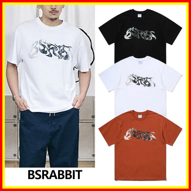 BSRABBIT  |Street Style U-Neck Cotton Short Sleeves T-Shirts