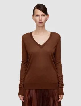 Cashair V-Neck Sweater - Mahogany