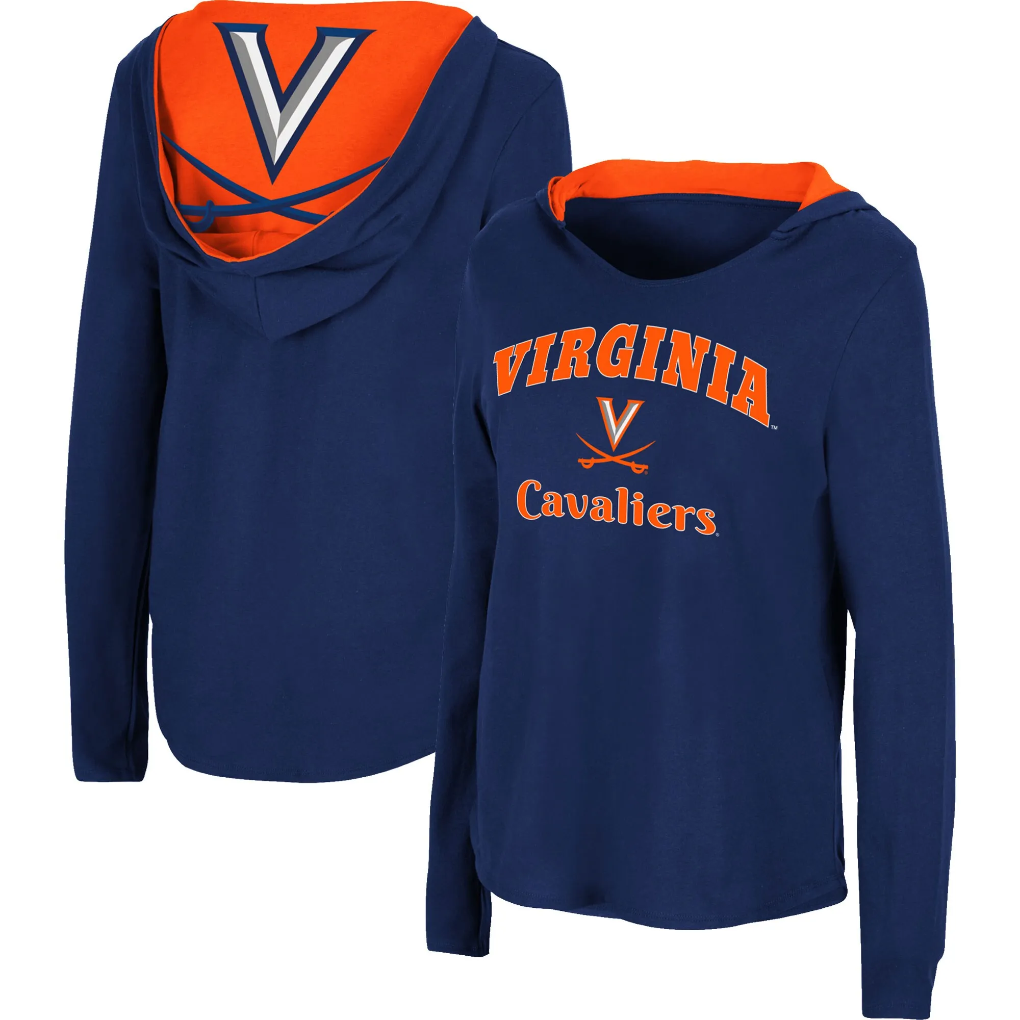 Colosseum Virginia Cavaliers Women's Navy Catalina Hoodie Long Sleeve T-Shirt