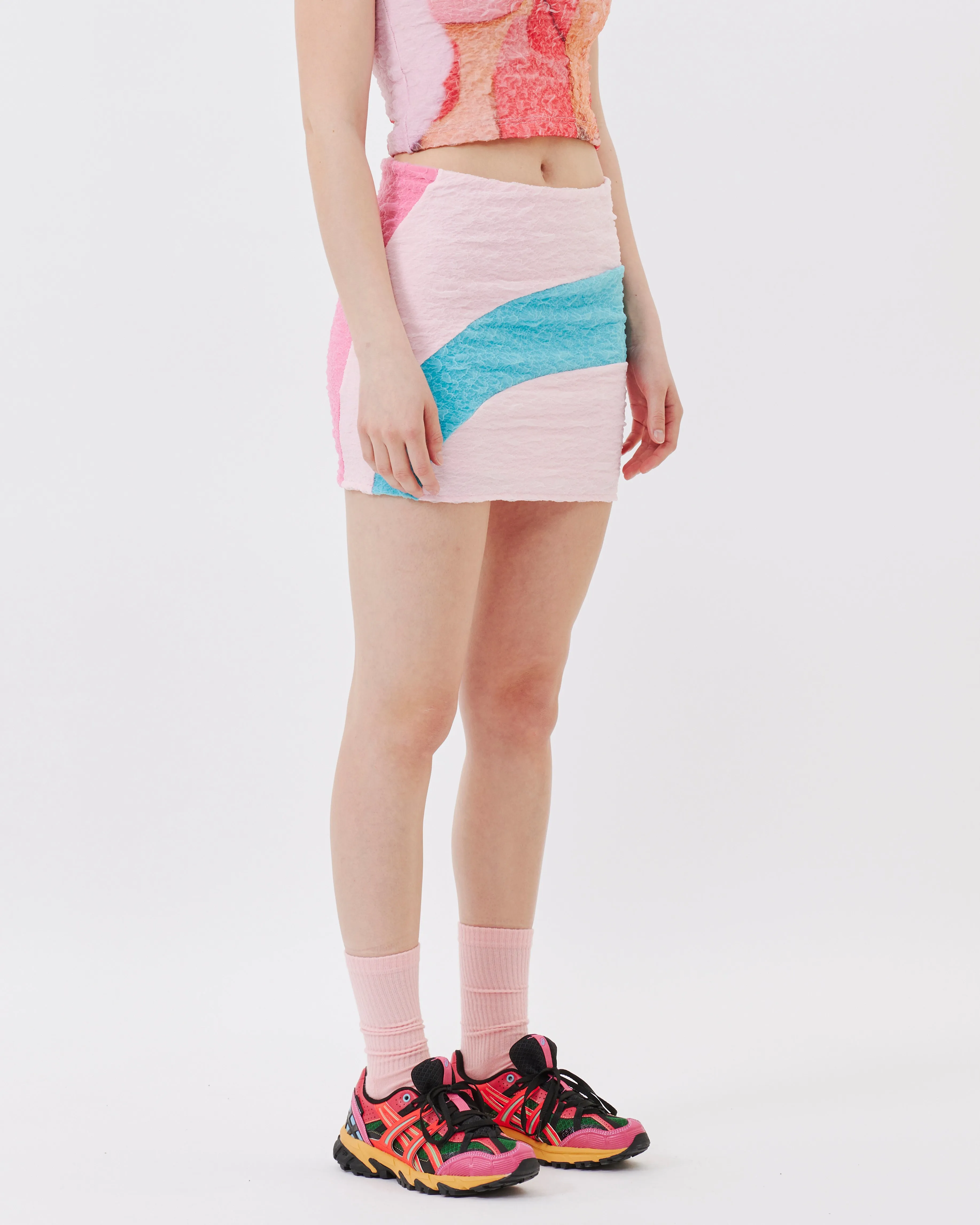 Cotton Candy Chiffon Crinkle Mini Skirt