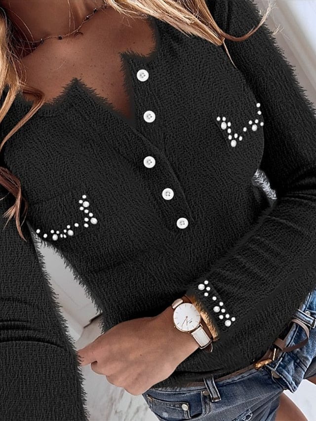 Cozy Women's Fleece V-Neck Sweatshirt for Fall & Winter