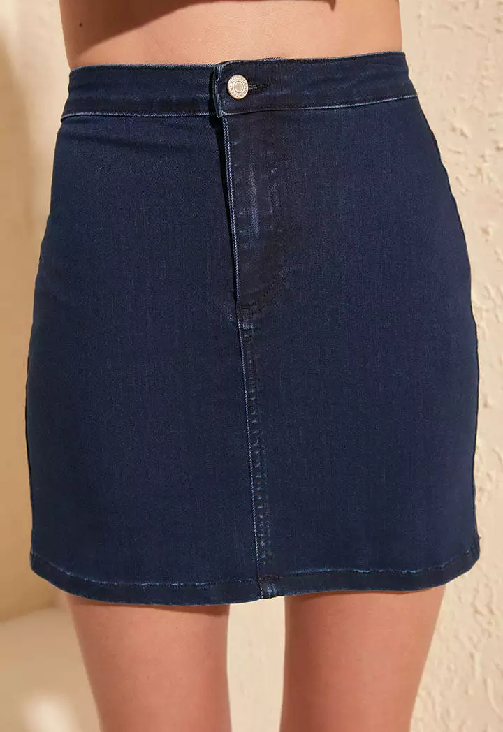 Dark Blue Denim Mini Skirt