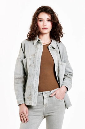 Dear John Gina Denim Shirt Jacket Oyster Gray