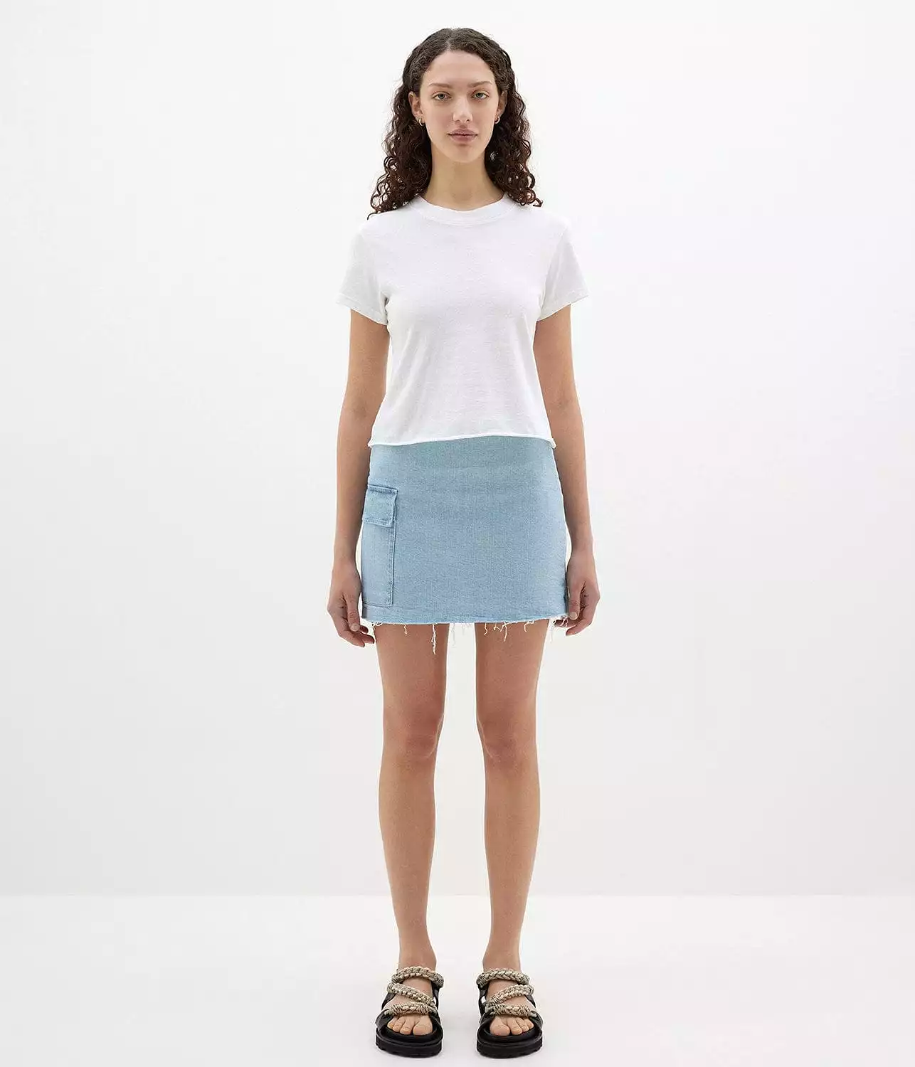 DENIM UTILITY MINI SKIRT- LIGHT VINTAGE