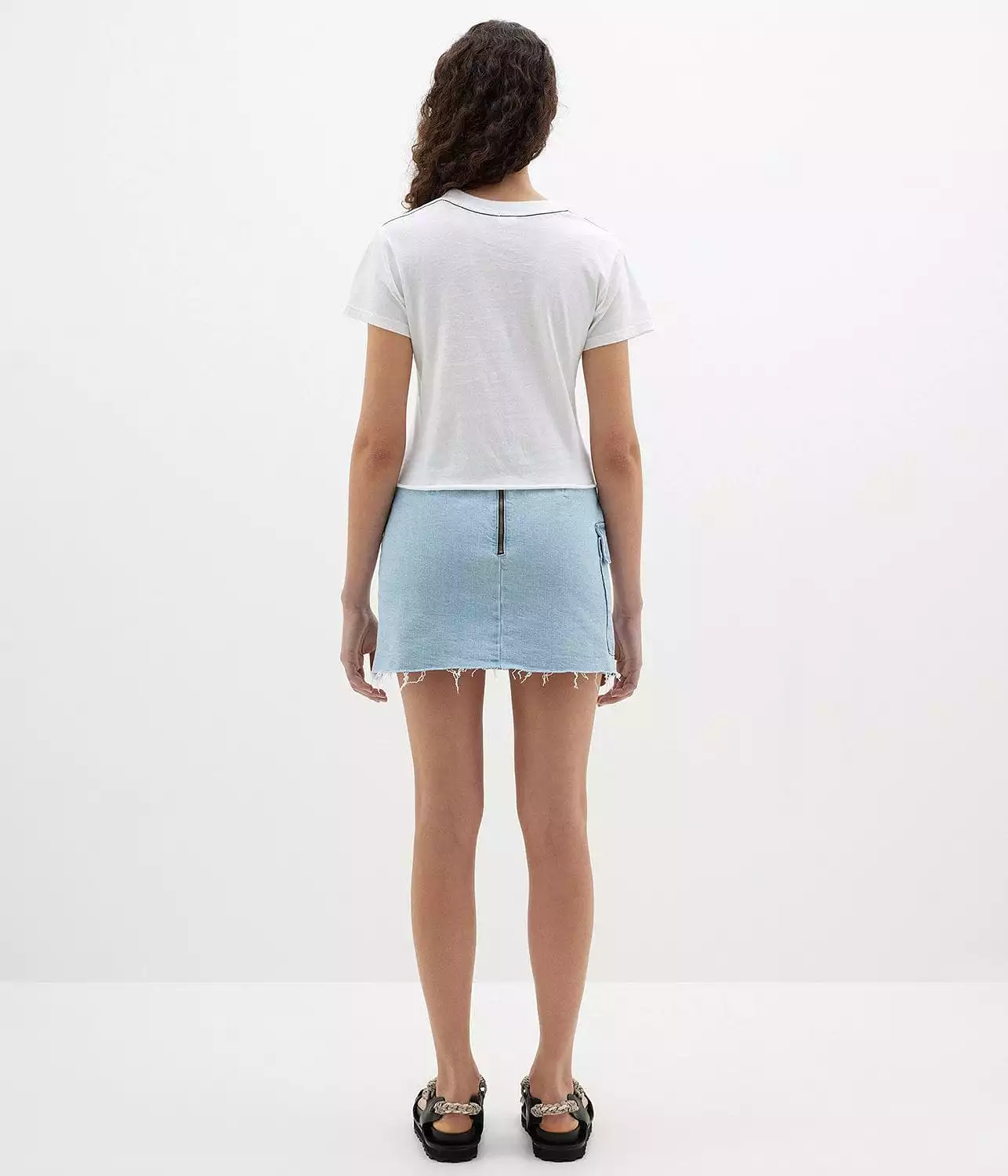 DENIM UTILITY MINI SKIRT- LIGHT VINTAGE