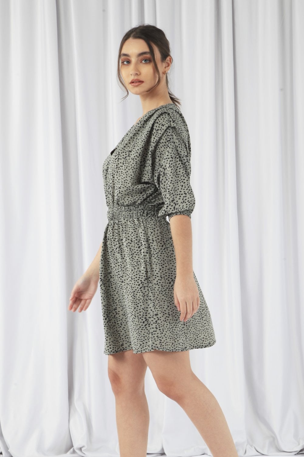 Double Second Animal Print Relaxed Shoulder Dress