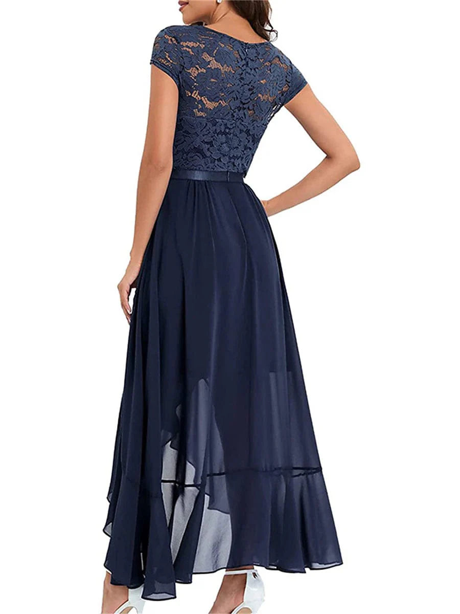 Elegant Lace V-Neck Women's Party Dress in Multiple Colors and Sizes