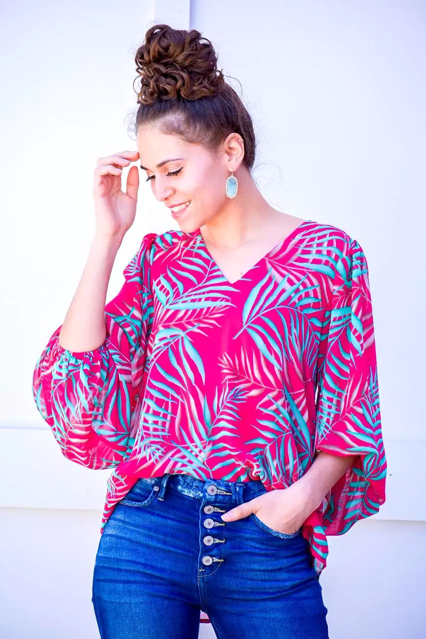 Empty Handed Fuchsia Printed Blouse