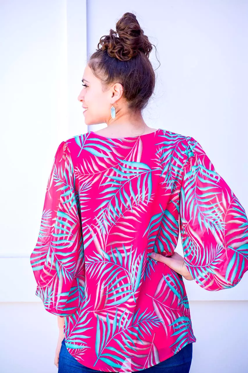 Empty Handed Fuchsia Printed Blouse