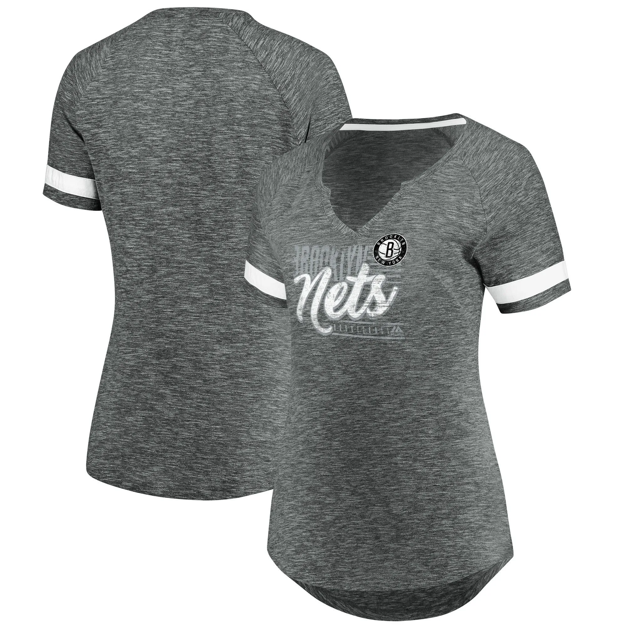 Fanatics Brooklyn Nets Women's Gray/White Showtime Winning With Pride Notch Neck T-Shirt