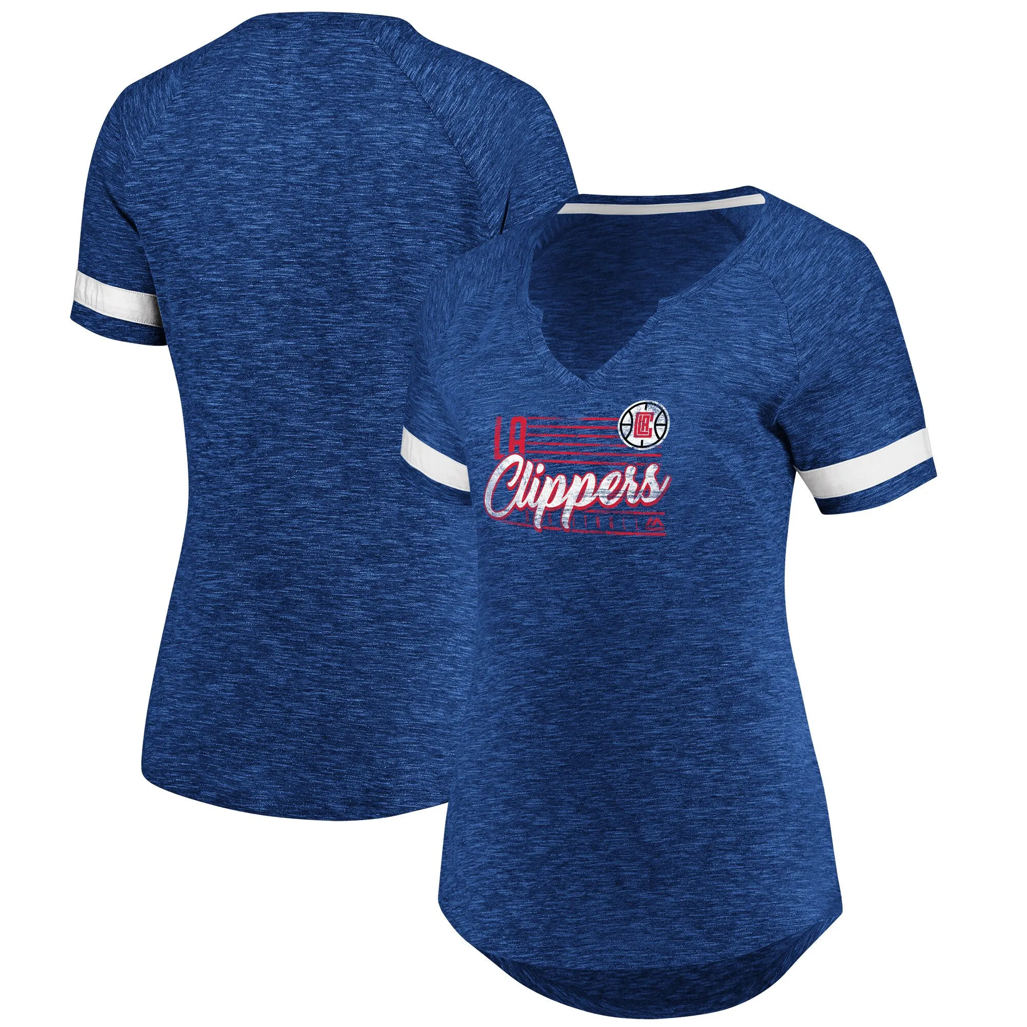 Fanatics LA Clippers Women's Royal/White Showtime Winning With Pride Notch Neck T-Shirt