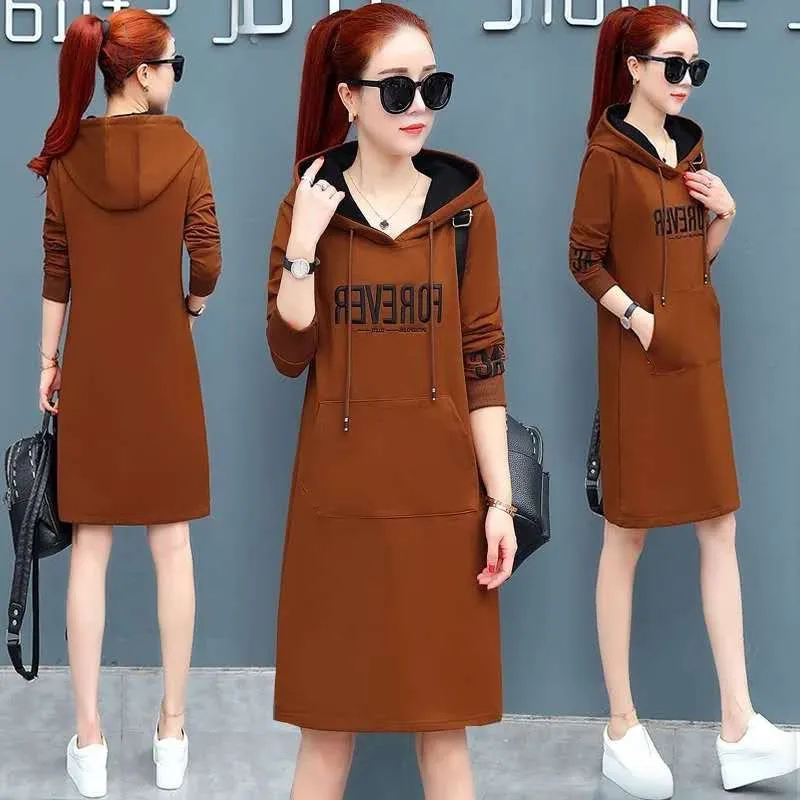 Fleece Thickened Autumn Winter 2022 New long-Sleeved Women's Dress.