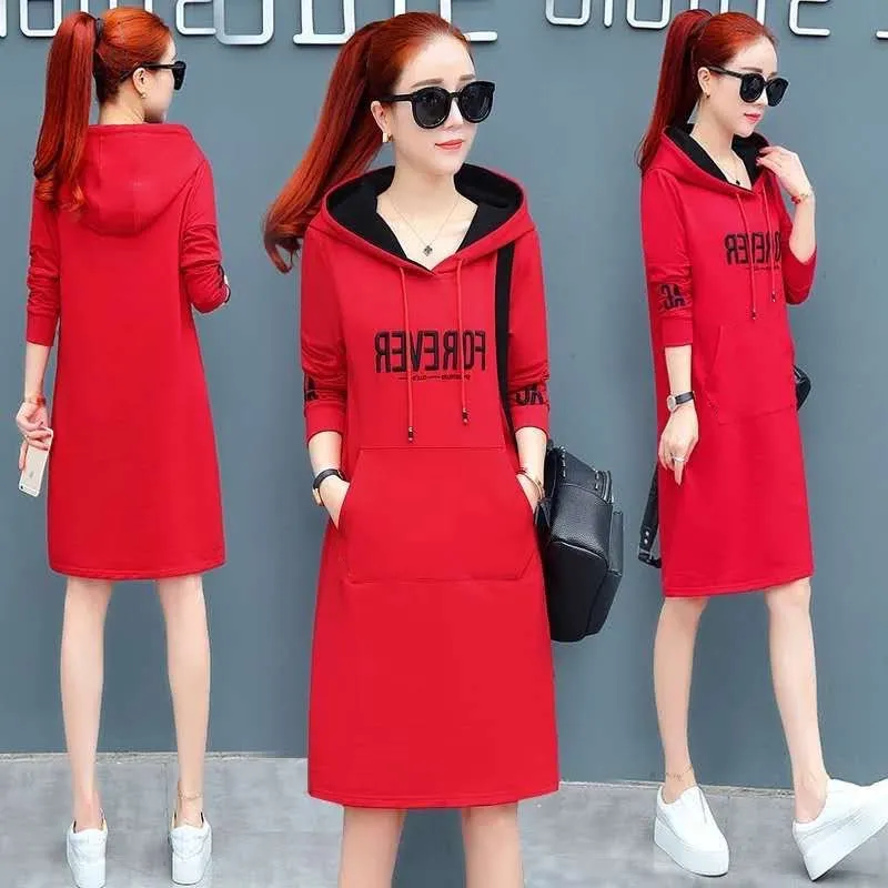 Fleece Thickened Autumn Winter 2022 New long-Sleeved Women's Dress.