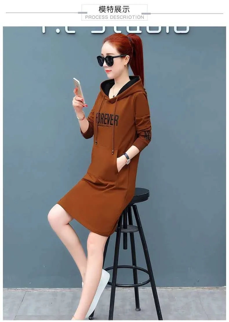 Fleece Thickened Autumn Winter 2022 New long-Sleeved Women's Dress.