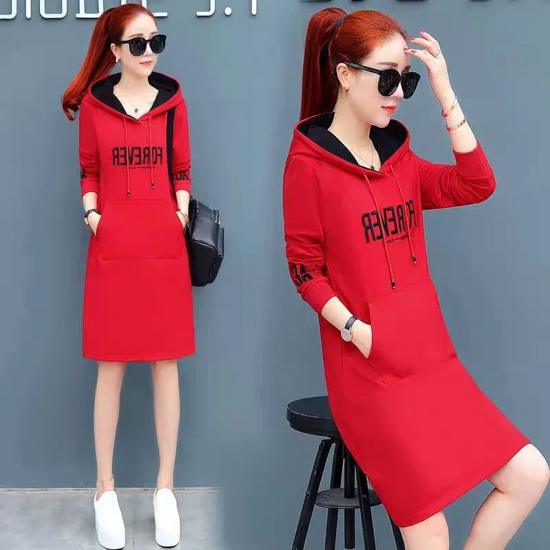 Fleece Thickened Autumn Winter 2022 New long-Sleeved Women's Dress.