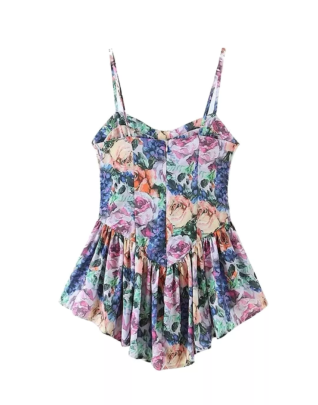 Floral Print Asymmetrical Short Dress