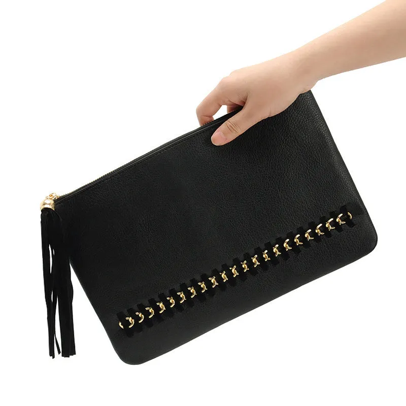 Forward Women Day Clutch Bag PU Leather Tassel Zipper Evening Party Satchel Hbag Classic Popular Hangbag