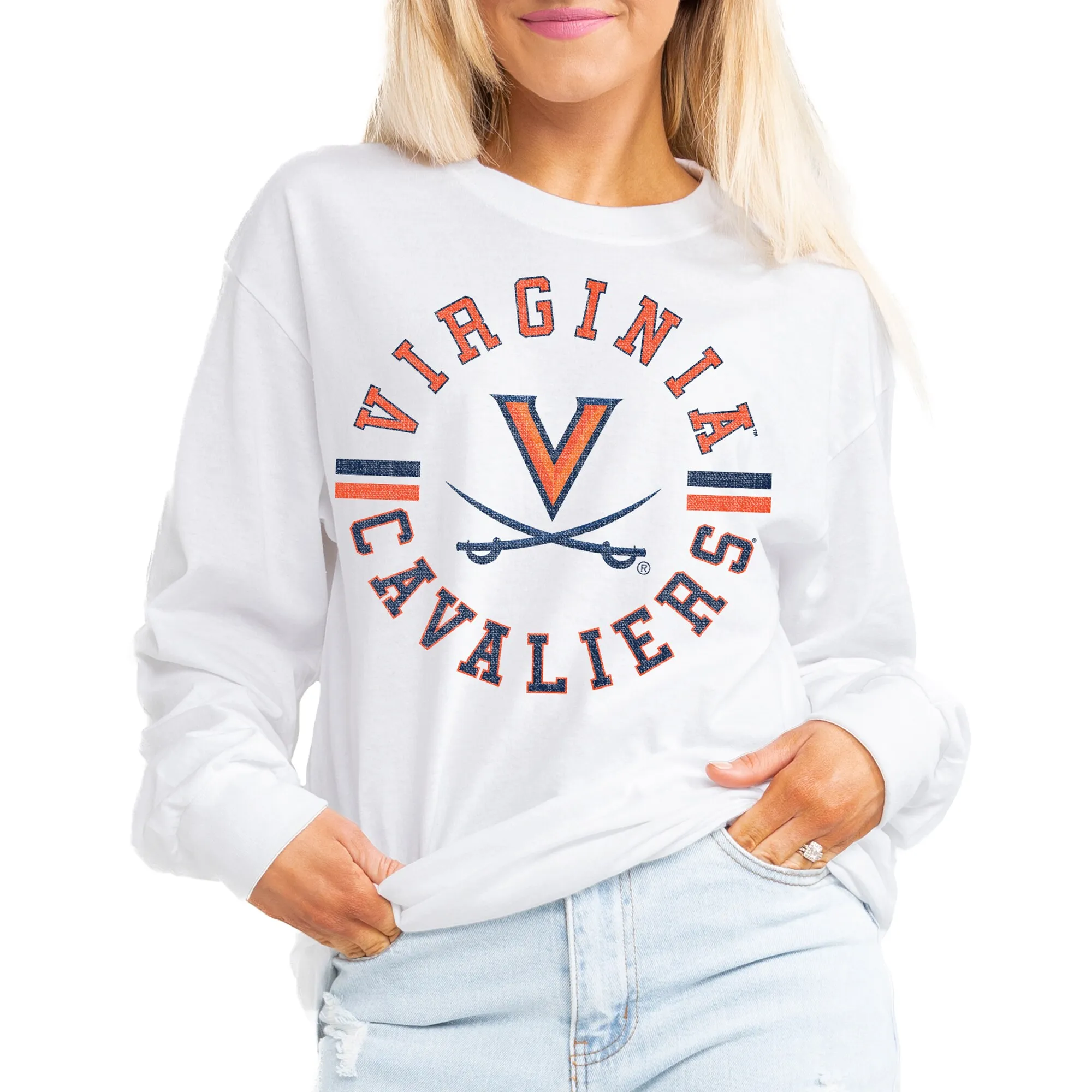 Gameday Couture Virginia Cavaliers Women's White Vintage Days Oversized Lightweight Long Sleeve T-Shirt