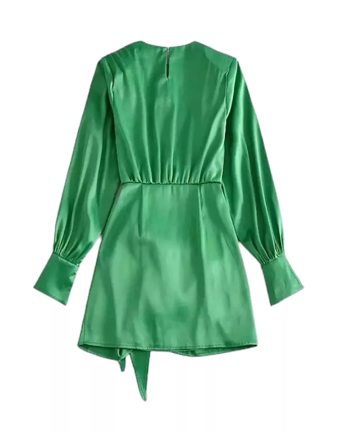 Green Front Knot Short Dress