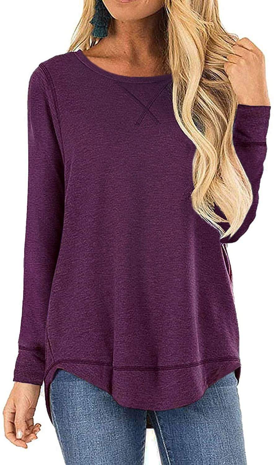 Haute Edition Women's Cross Stitch Loose Fit Long Sleeve Tee with Plus