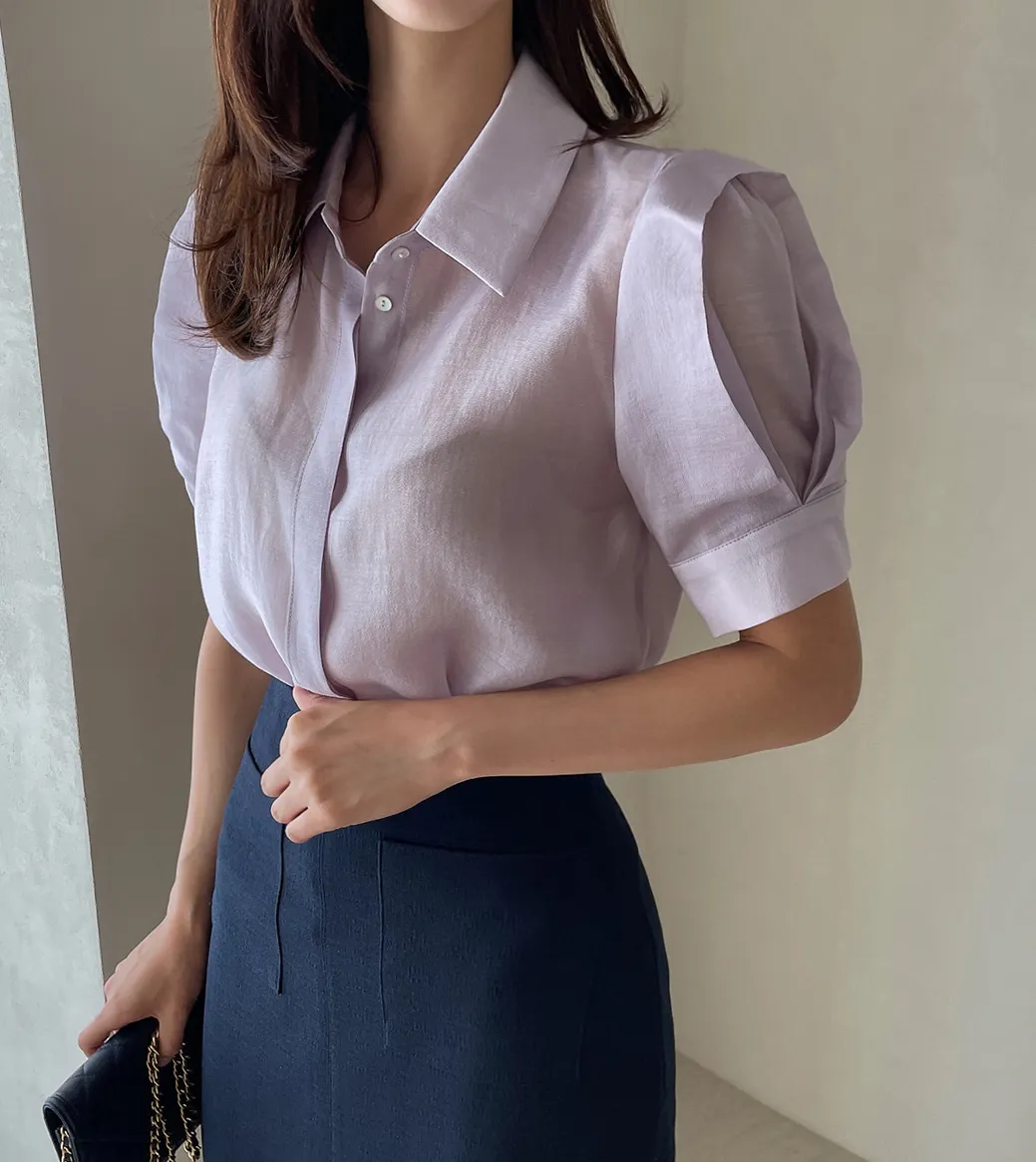 I AM MARI  |Plain Office Style Elegant Style Shirts & Blouses