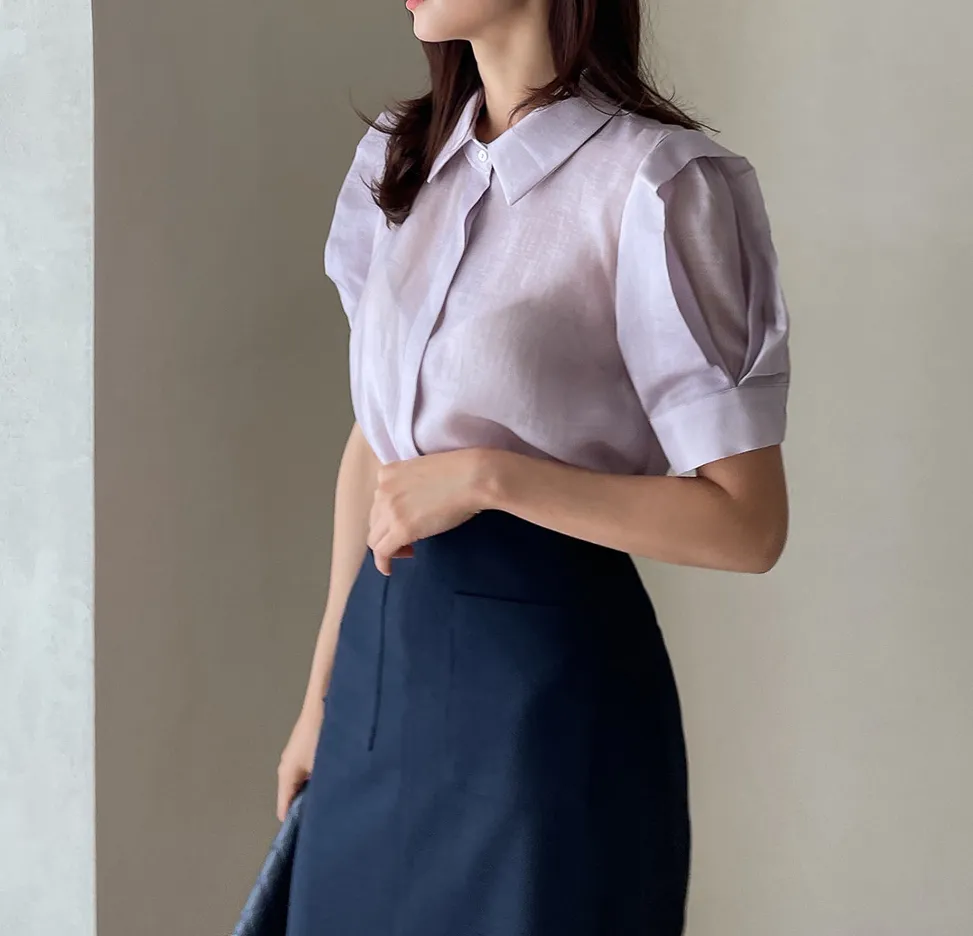 I AM MARI  |Plain Office Style Elegant Style Shirts & Blouses