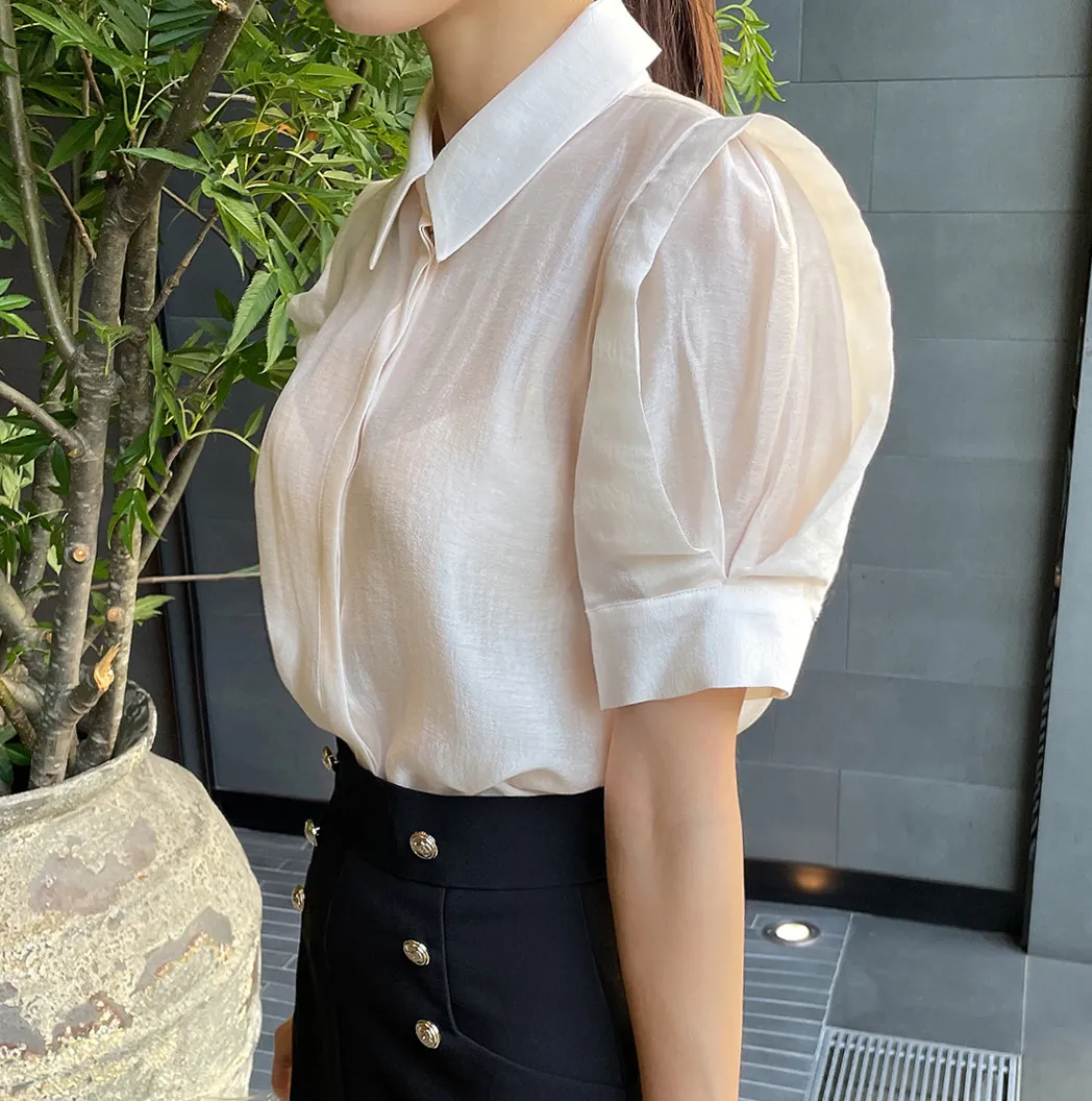 I AM MARI  |Plain Office Style Elegant Style Shirts & Blouses