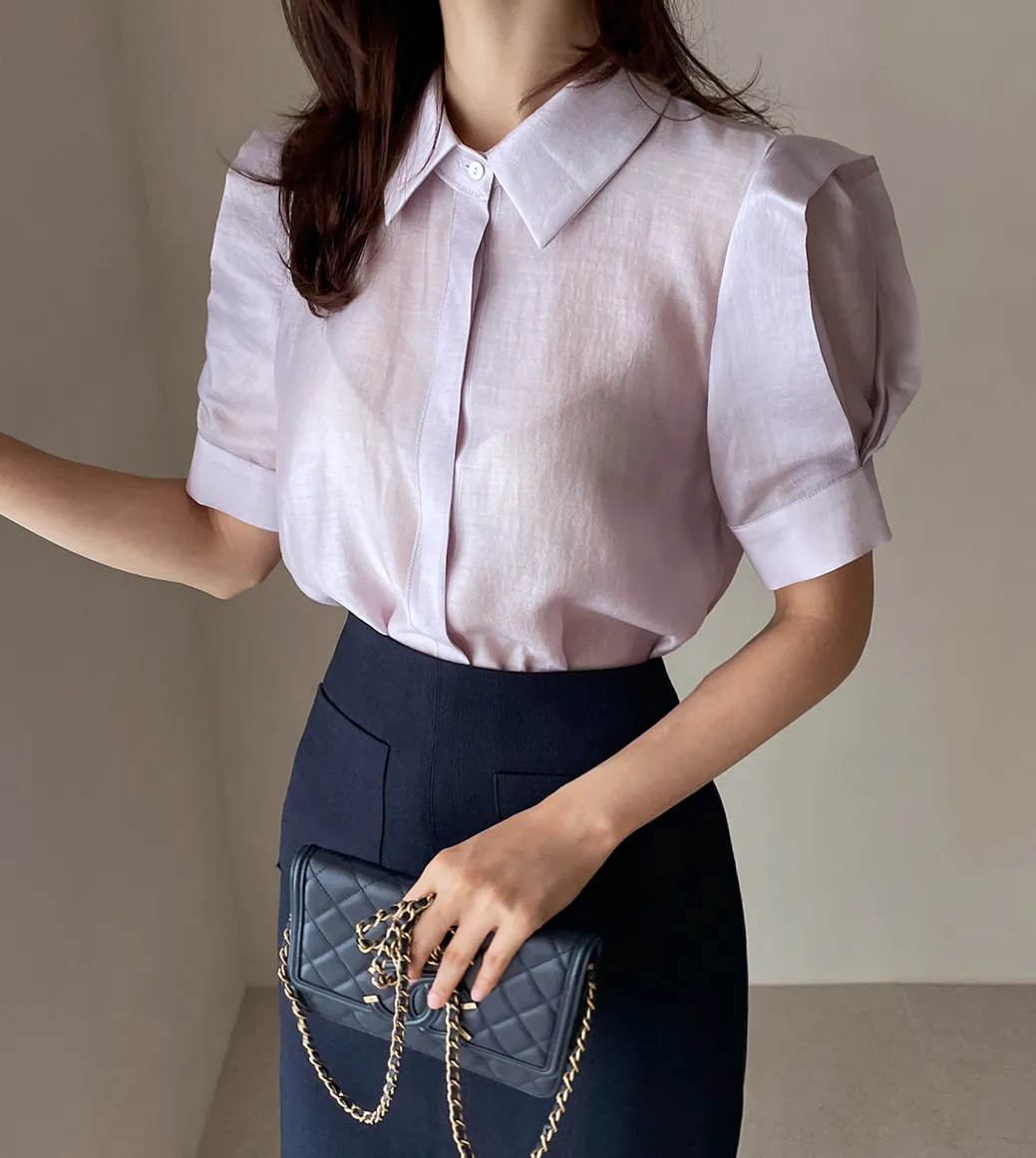 I AM MARI  |Plain Office Style Elegant Style Shirts & Blouses