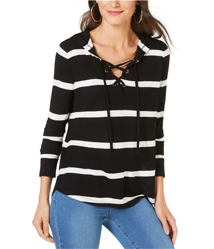 I-N-C Womens Striped Hoodie Sweatshirt