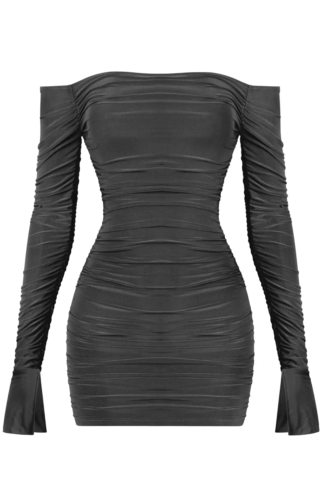 Jazmine Off The Shoulder Long Sleeve Ruched Mini Dress