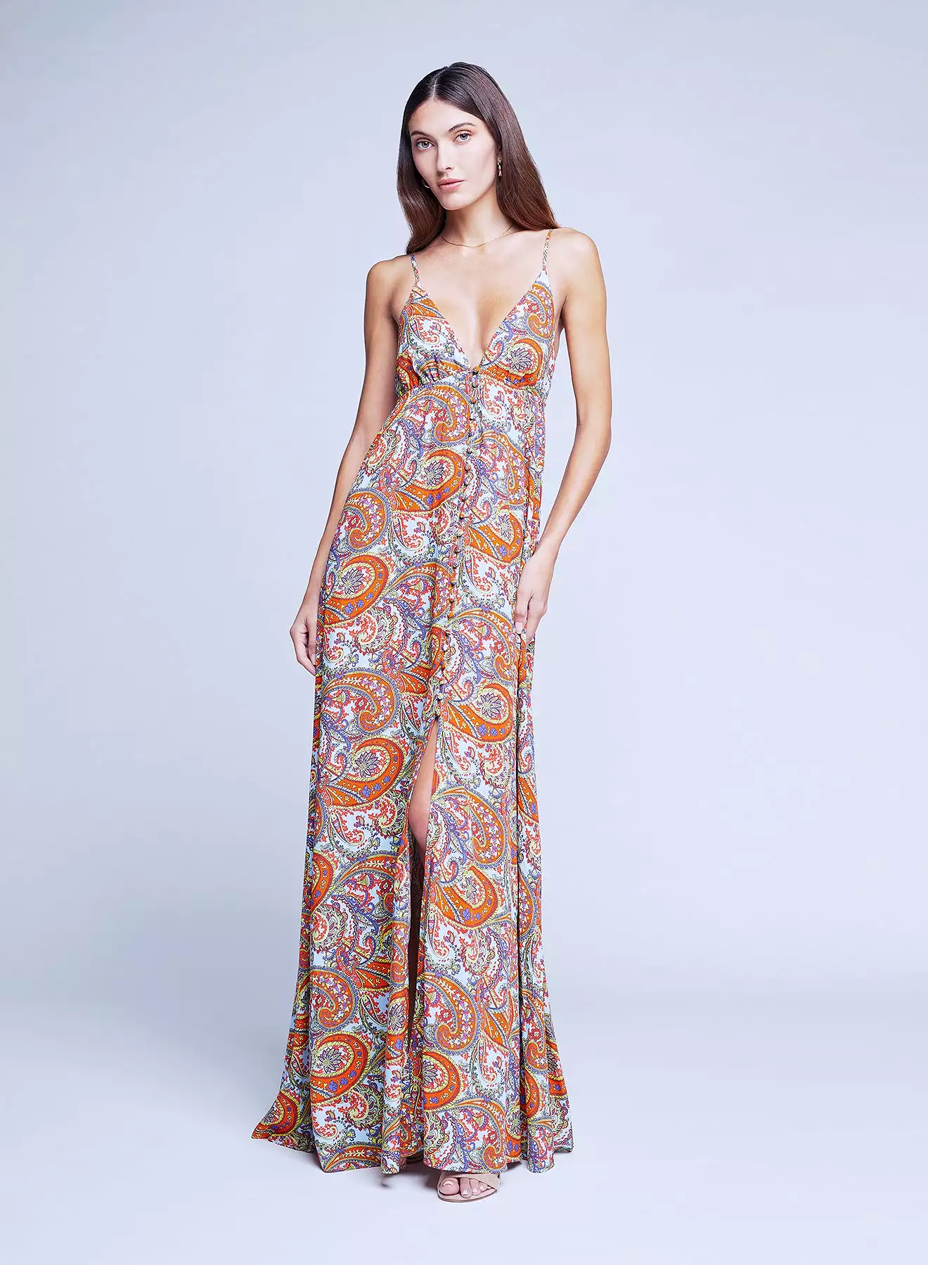 L’agence - Stefani Dress - Light Blue Multi Vintage Paisley