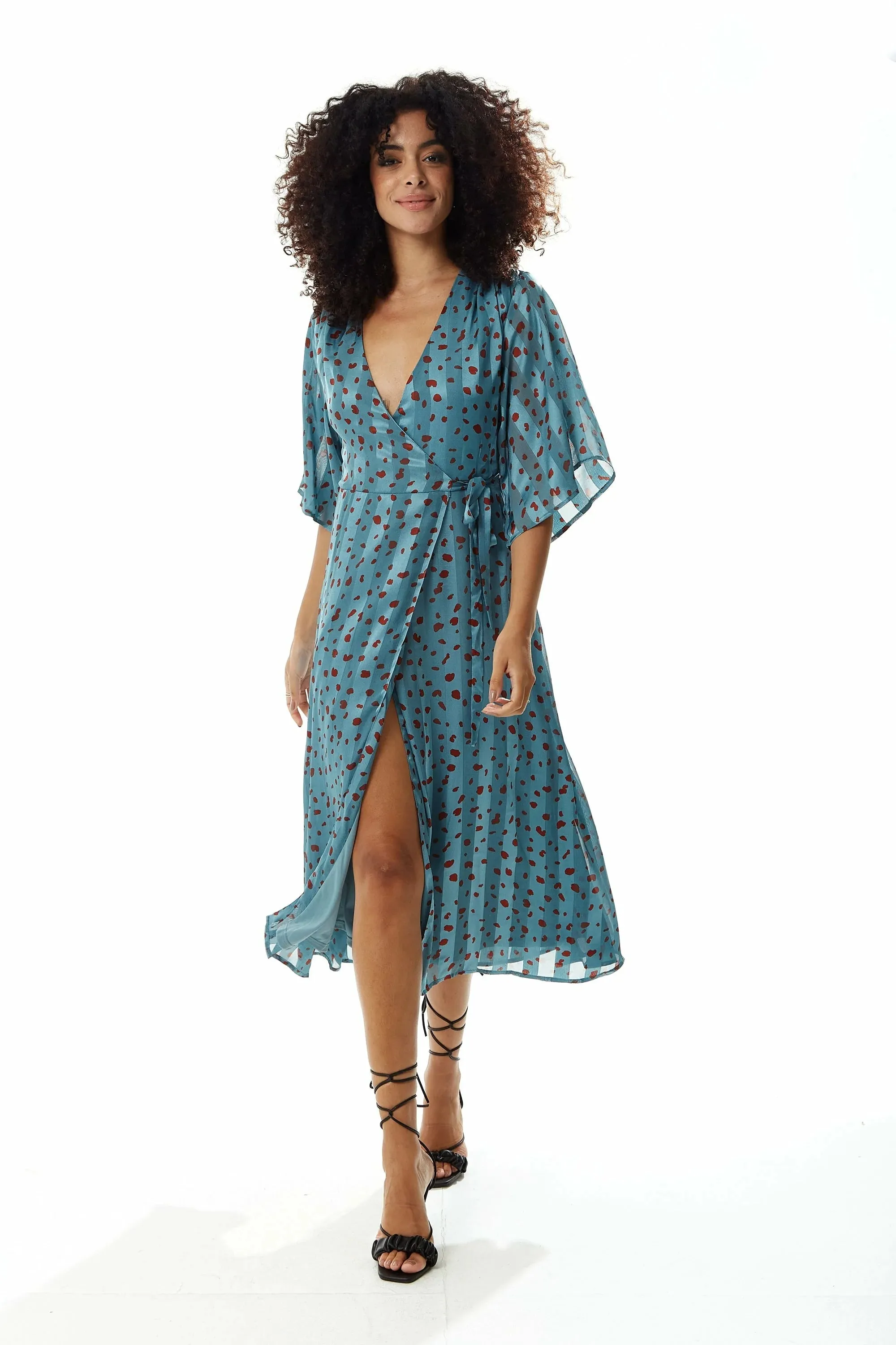 Liquorish Animal Print Midi Wrap Dress