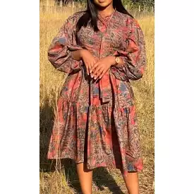 Long sleeves floral vintage Dress