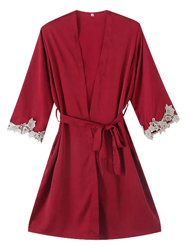 Luxurious Women's Satin Silk Nightgown Sets with V-Neck and Long Sleeves