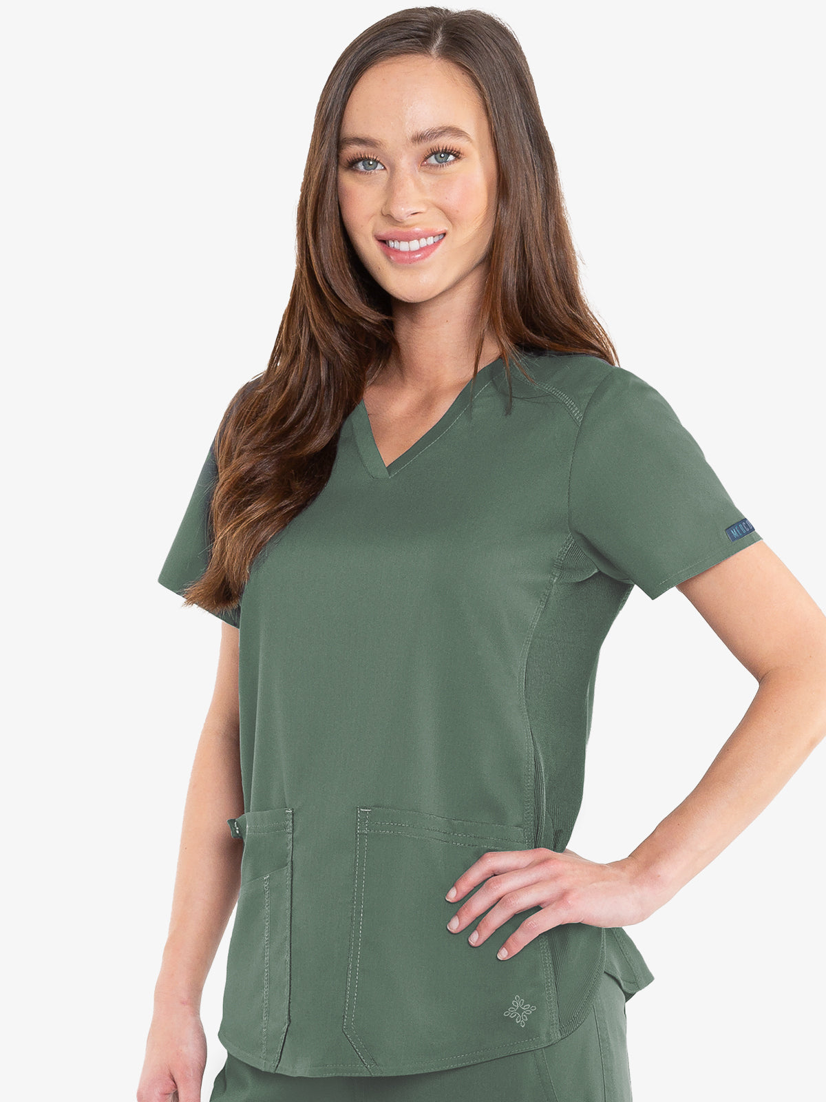 Med Couture Touch 7459 Women's V-Neck Shirttail Top